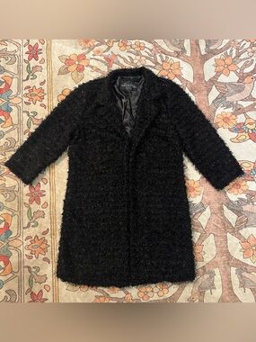 Fabulous Furs By Donna Salyers Black Fuzzy Teddy Coat